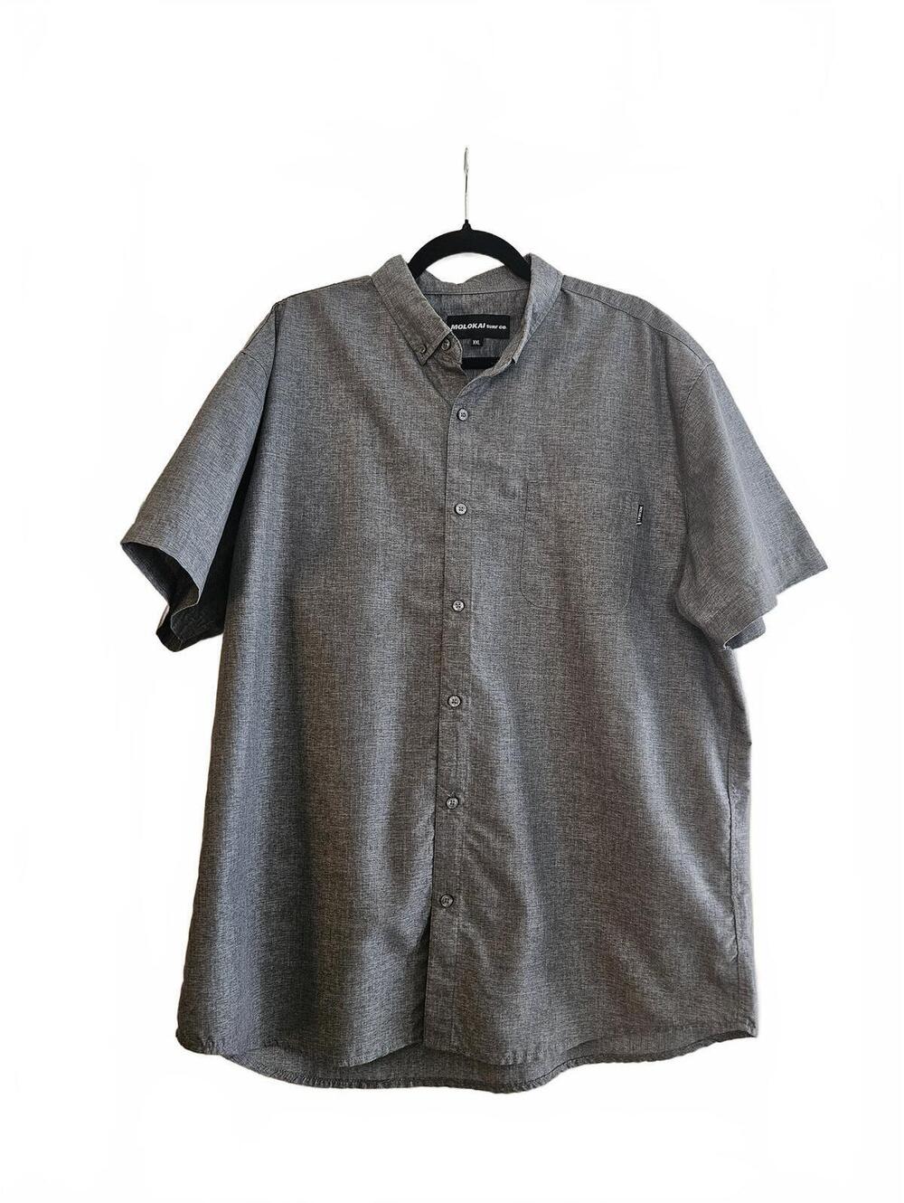 Molokai Surf Co. Solid Charcoal Grey Men's XXL Short Sleeve Button-Up Shirt